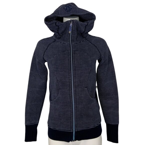 Lululemon Scuba Hoodie Sweatshirt 4 Double Dot Naval Blue Lullaby Thumb Holes - Picture 1 of 12